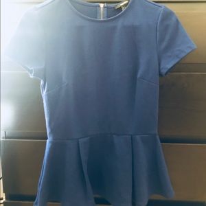 Small, Forever 21. Blue, Peplum Short Sleeve.
